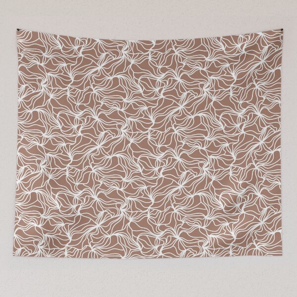 Item preview, Mocha Mousse Brown and White Organic Lines - Abstract Botanical Hand Drawn Flowing Frilled Lines designed and sold by GenAumonier.