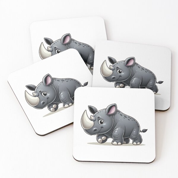 Item preview, Adorable rinoceronte de dibujos animados trotando alegremente, mostrando su carácter juguetón y sus rasgos redondeados. designed and sold by cave-canvas.