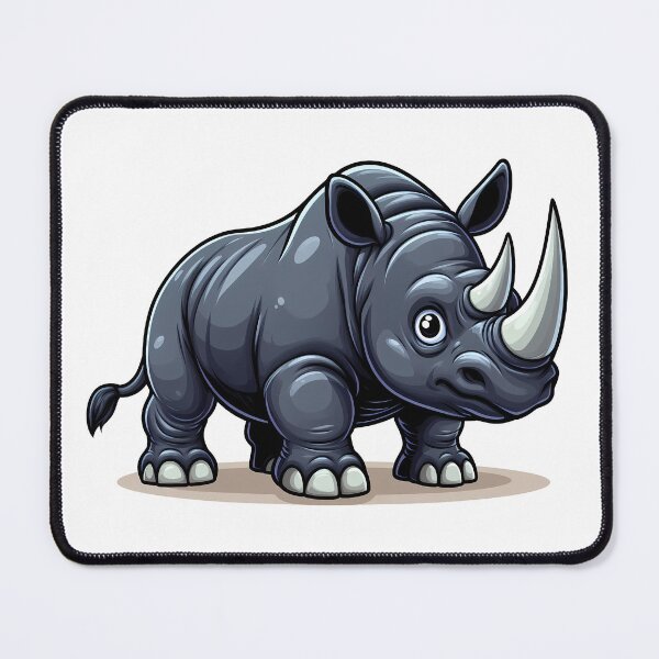 Item preview, Cute cartoon rhinoceros with big eyes and a shiny gray body, perfect for children's illustrations. designed and sold by cave-canvas.