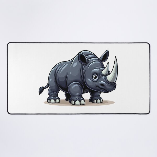 Item preview, Cute cartoon rhinoceros with big eyes and a shiny gray body, perfect for children's illustrations. designed and sold by cave-canvas.