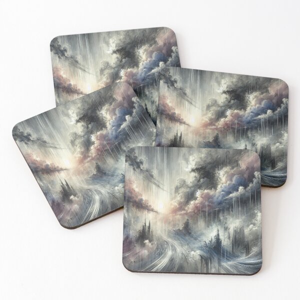 Item preview, Stormy Dreamscape Artwork : Atmospheric Abstract Rain and Cloud Painting designed and sold by Waltzia.