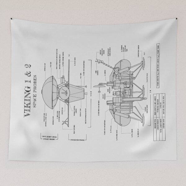 Item preview, Viking 1 & 2 Space Probes (White Stencil - No Background. Vertical) designed and sold by BGALAXY.