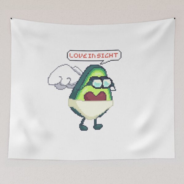 Item preview, pixel art of cupid avocado with binoculars observing love in sight designed and sold by ZerpaGiovanna.