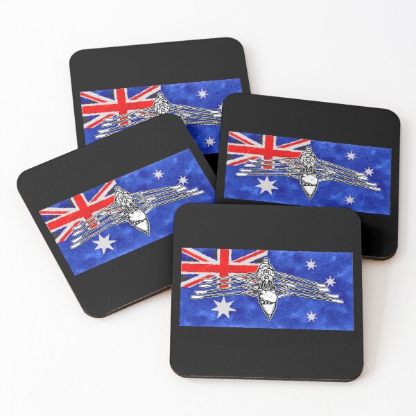 Item preview, Australian Rowing Team on Flag - Watercolor Sports Art designed and sold by Michael van der Hoorn.