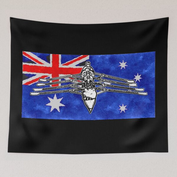 Item preview, Australian Rowing Team on Flag - Watercolor Sports Art designed and sold by Michael van der Hoorn.