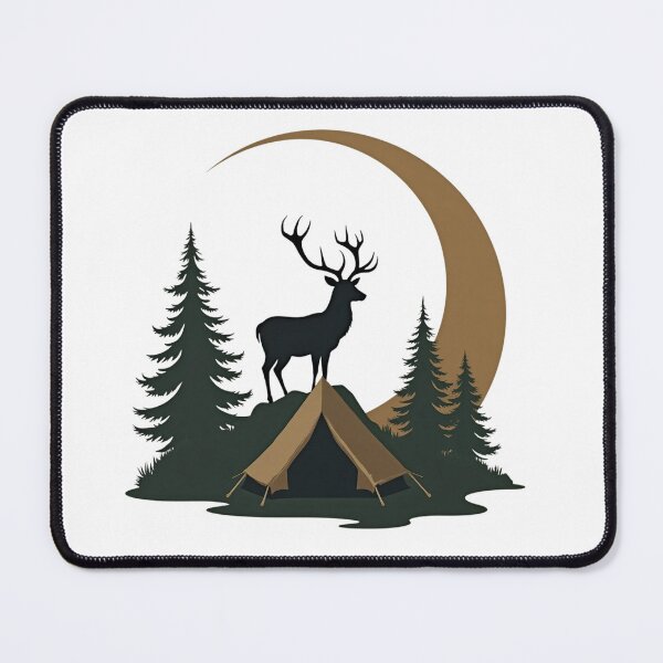 Item preview, majestic camping scene deer under moonlight designed and sold by wineesshop.