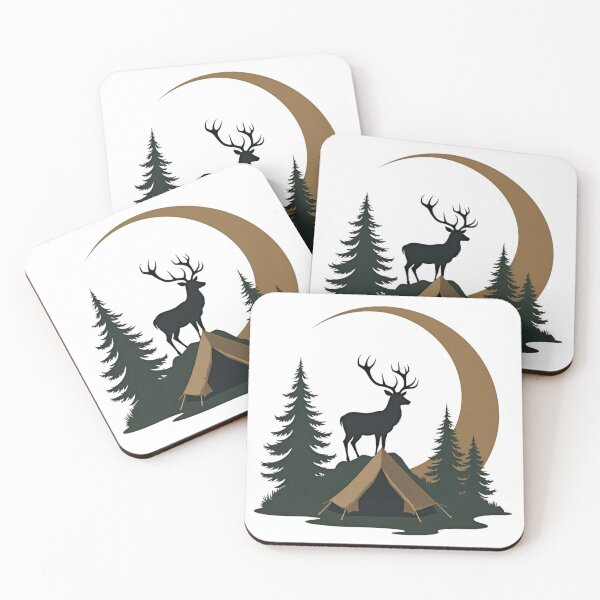 Item preview, majestic camping scene deer under moonlight designed and sold by wineesshop.