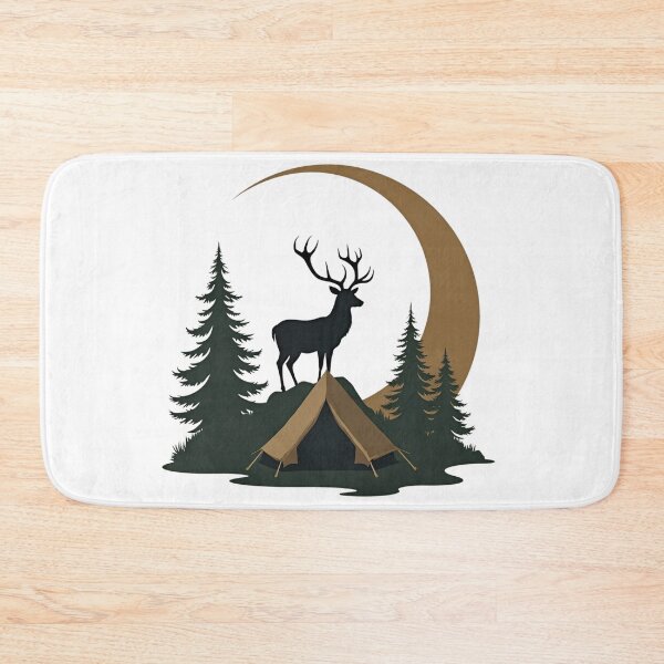 Item preview, majestic camping scene deer under moonlight designed and sold by wineesshop.