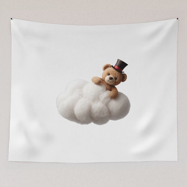 Item preview, Cutest Teddy Bear with a Top Hat Holding on to Cloud designed and sold by CuteopiaGallery.
