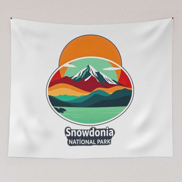 Item preview, Mount Snowdon & Lake Glaslyn at Sunset with Moon - Snowdonia National Park designed and sold by irynaartbyim.