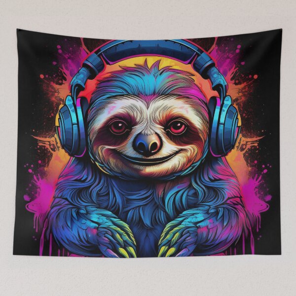 Item preview, Graffiti Sloth in Headphones designed and sold by Boxing Kangaroo Retail Company.