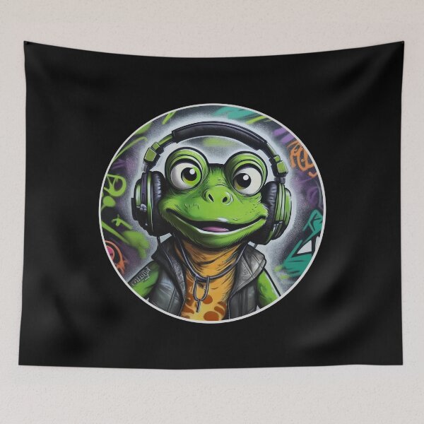 Item preview, Graffiti Frog in Headphones designed and sold by Boxing Kangaroo Retail Company.