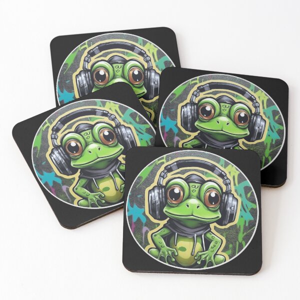 Item preview, Graffiti Frog in Headphones designed and sold by Boxing Kangaroo Retail Company.