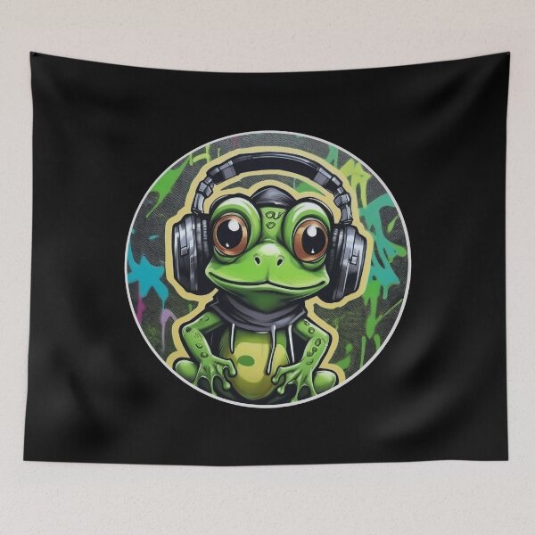 Item preview, Graffiti Frog in Headphones designed and sold by Boxing Kangaroo Retail Company.