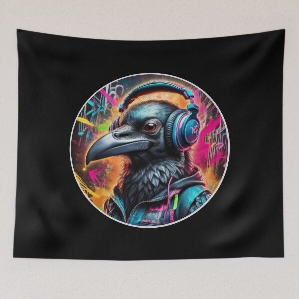 Item preview, Graffiti Raven in Headphones designed and sold by Boxing Kangaroo Retail Company.