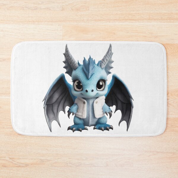 Item preview, Realistic Artwork of a Cute Blue Baby Dragon Wearing a Warm Winter Jacket designed and sold by CuteopiaGallery.