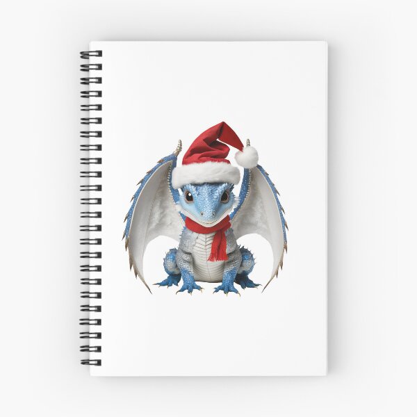 Item preview, Realistic Artwork of a Cute Blue Baby Dragon Wearing a Red Festive Christmas Hat and Scarf designed and sold by CuteopiaGallery.