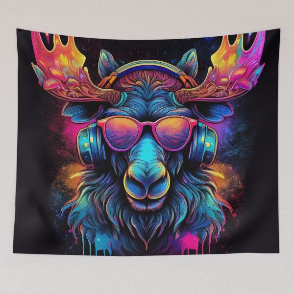 Item preview, Graffiti moose in Headphones and Shades designed and sold by Boxing Kangaroo Retail Company.