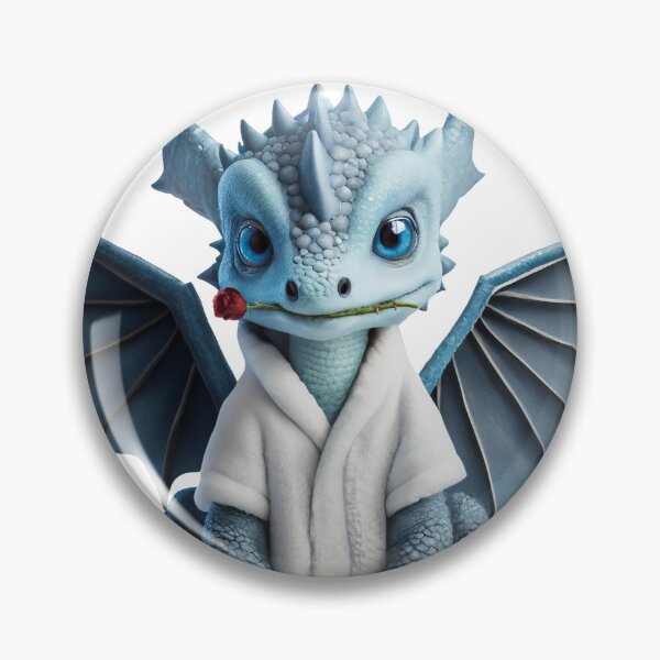 Item preview, Realistic Artwork Cute Blue Baby Dragon with a Red Rose wearing a Bathrobe designed and sold by CuteopiaGallery.