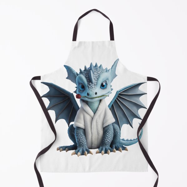 Item preview, Realistic Artwork Cute Blue Baby Dragon with a Red Rose wearing a Bathrobe designed and sold by CuteopiaGallery.