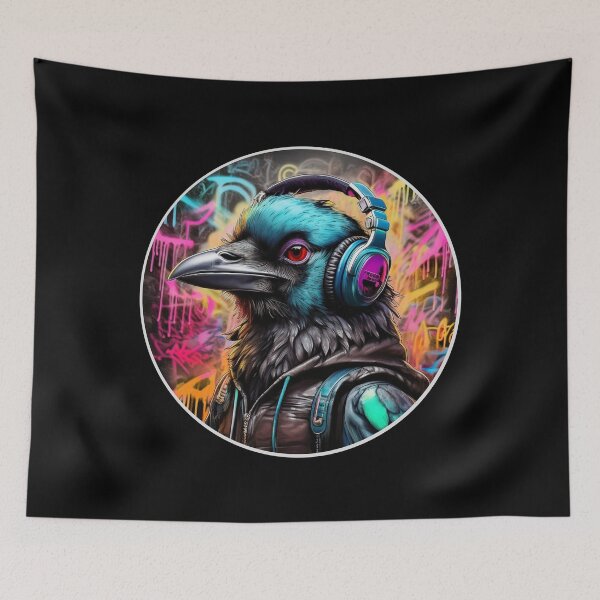 Item preview, Graffiti Raven in Headphones designed and sold by Boxing Kangaroo Retail Company.