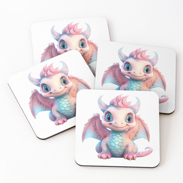 Item preview, Realistic Artwork of an Adorable Pink Cotton Candy Baby Dragon designed and sold by CuteopiaGallery.