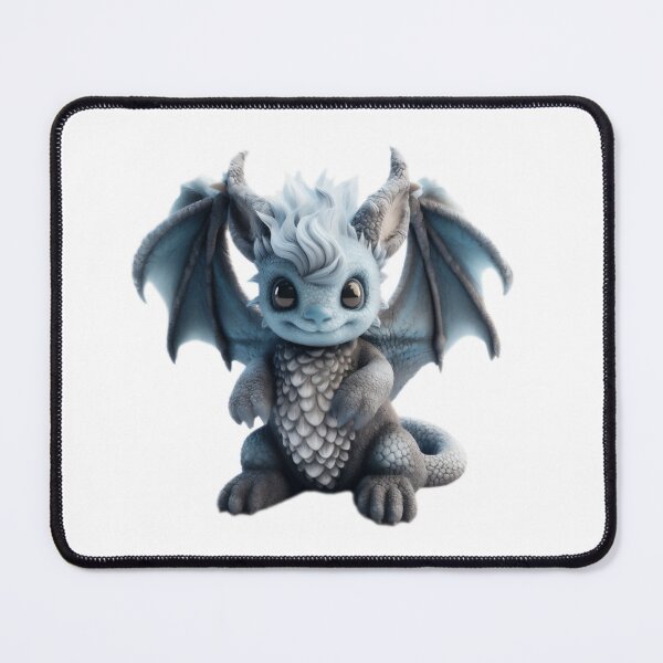 Item preview, Realistic Artwork of a Cute Blue Baby Dragon with Fluffy Hair designed and sold by CuteopiaGallery.