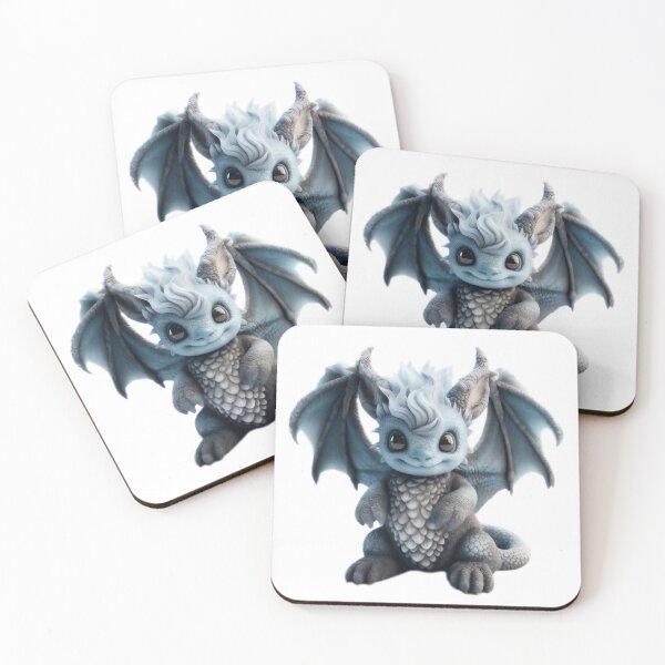 Item preview, Realistic Artwork of a Cute Blue Baby Dragon with Fluffy Hair designed and sold by CuteopiaGallery.