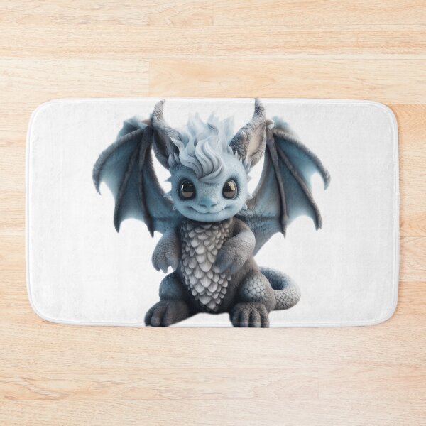 Item preview, Realistic Artwork of a Cute Blue Baby Dragon with Fluffy Hair designed and sold by CuteopiaGallery.
