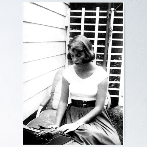 Item preview, Sylvia Plath typing portrait designed and sold by Oqueartecura.