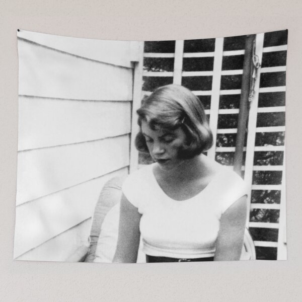 Item preview, Sylvia Plath typing portrait designed and sold by Oqueartecura.