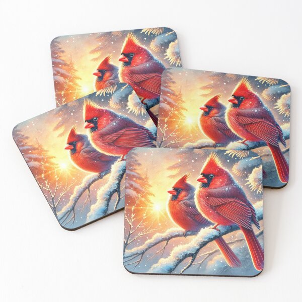 Item preview, Red Cardinals in Winter Sunset – Nature-Inspired Design for Art, Decor, and Gifts designed and sold by MarketMavenGift.