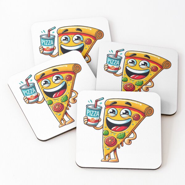 Item preview, Smiling Pizza Slice Cartoon with Drink – Fun Food Art designed and sold by Psycho-Crazy.