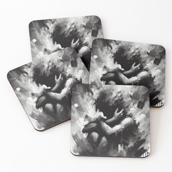 Item preview, Emotional Abstract Silhouette Artwork : Black and White Expressive Painting designed and sold by Waltzia.