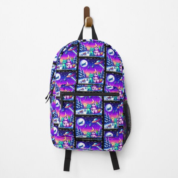 Item preview, Cat & Unicorn UFO Selfie: Big Meeting (Pixel Art Design) designed and sold by TrippyBunnyShop.