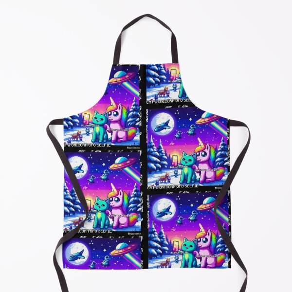 Item preview, Cat & Unicorn UFO Selfie: Big Meeting (Pixel Art Design) designed and sold by TrippyBunnyShop.