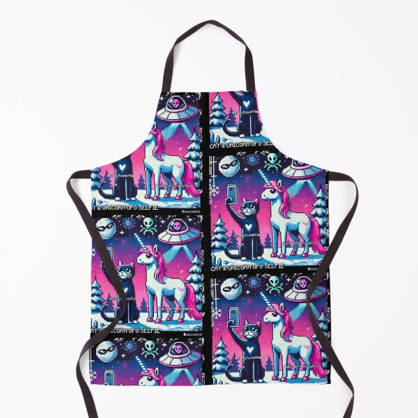 Item preview, Cat & Unicorn UFO Selfie: Big Meeting (Pixel Art Design) designed and sold by TrippyBunnyShop.