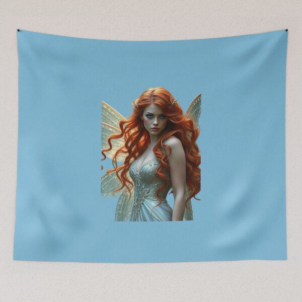 Item preview, A fairy with red hair in an ice-blue dress designed and sold by Farbenmieze.