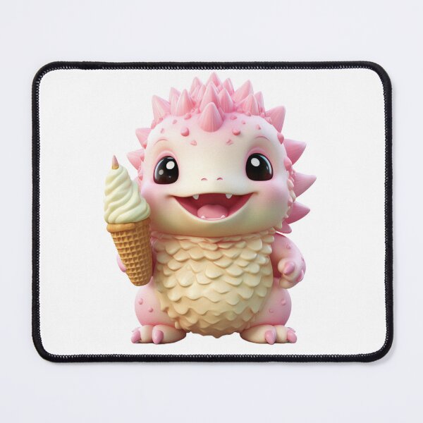 Item preview, Adorable Pink Dinosaur Eating Ice cream designed and sold by CuteopiaGallery.