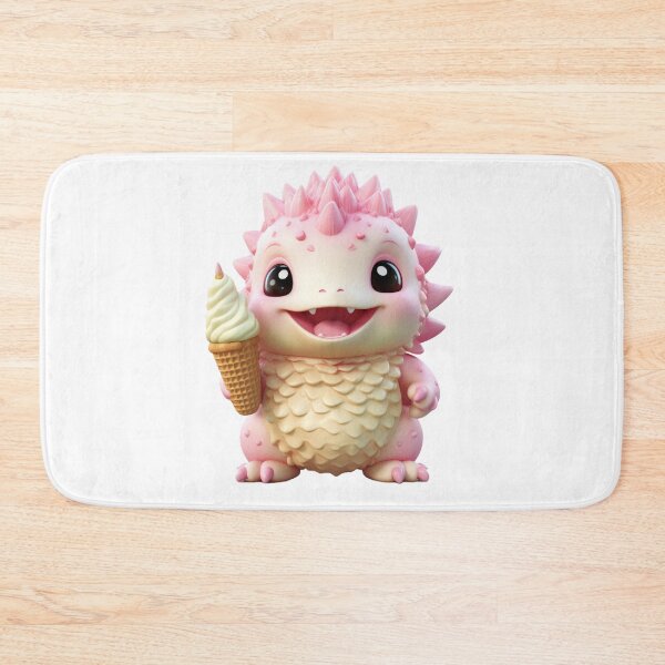 Item preview, Adorable Pink Dinosaur Eating  Ice cream designed and sold by CuteopiaGallery.