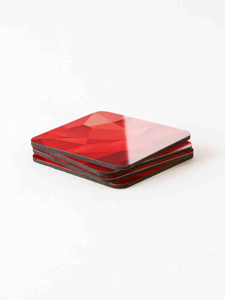 Thumbnail 4 of 5, Coasters (Set of 4), Red polygonal pattern designed and sold by RVPV.