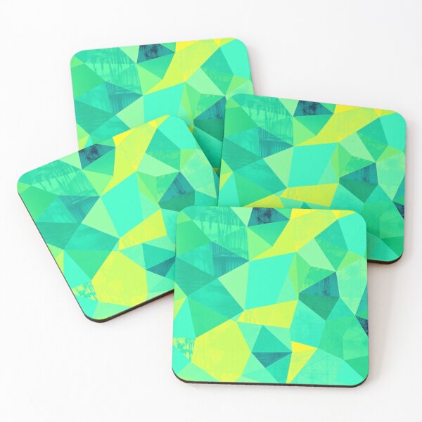 Item preview, Aqua and yellow polygonal pattern designed and sold by Cartoon Basketball.