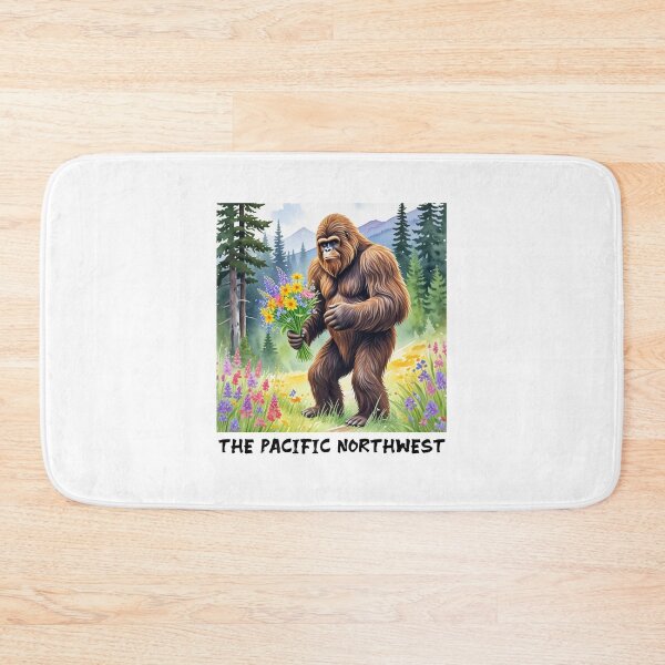 Item preview, Sasquatch with wildflowers, PNW designed and sold by Catherine Harrison.