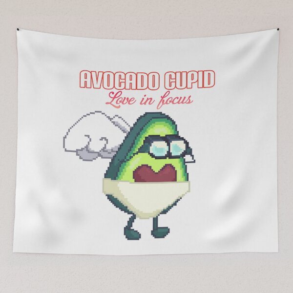 Item preview, pixel art of cupid avocado with binoculars observing designed and sold by ZerpaGiovanna.
