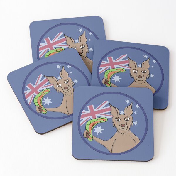Item preview, Adorable Kangaroo holding a boomerang with the Australian flag designed and sold by shopdiego.