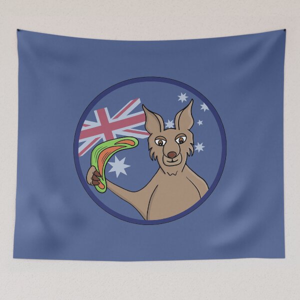 Item preview, Adorable Kangaroo holding a boomerang with the Australian flag designed and sold by shopdiego.