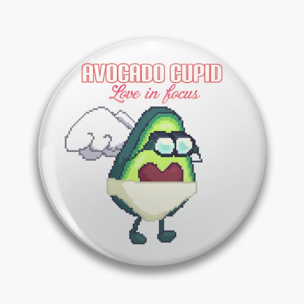 Item preview, pixel art of cupid avocado with binoculars observing designed and sold by ZerpaGiovanna.