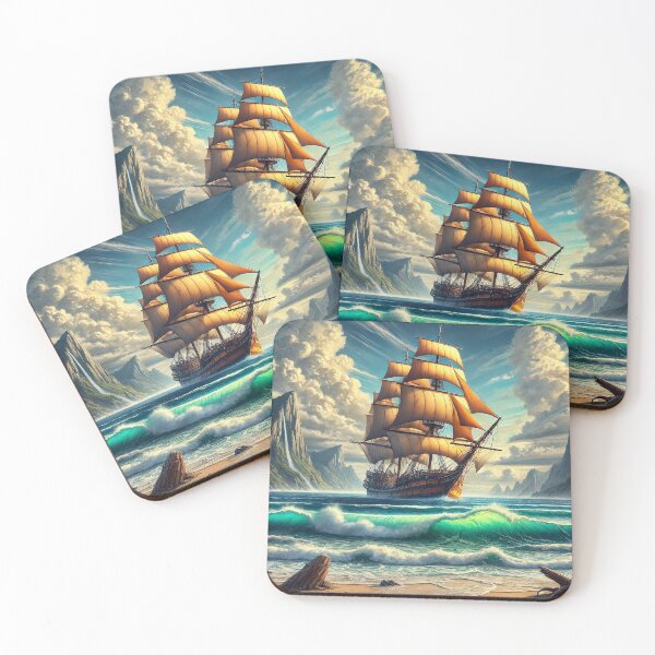 Item preview, Sailing Ship of Old Ashore at the Beach designed and sold by nikkolaus.