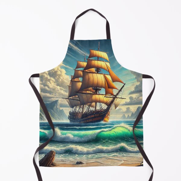 Item preview, Sailing Ship of Old Ashore at the Beach designed and sold by nikkolaus.