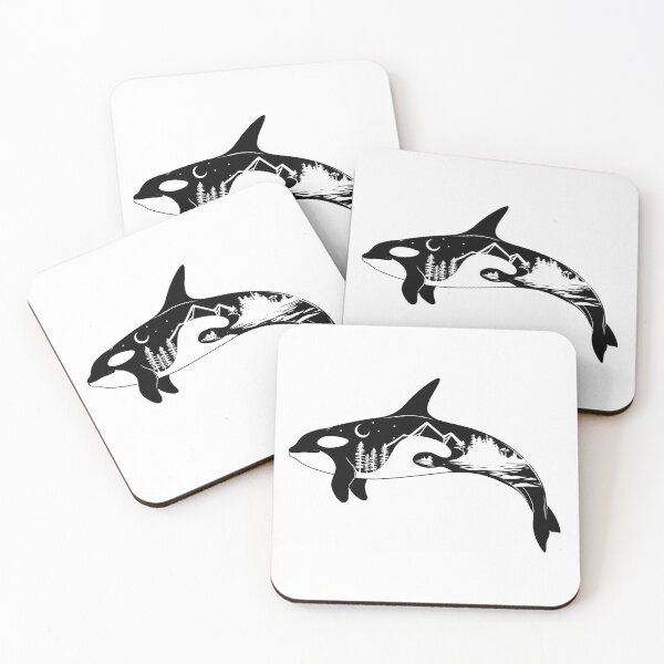 Item preview, Killer Whale design, Sitka Tree Silhouette, Westcoast Designs designed and sold by SqueezedDesigns.